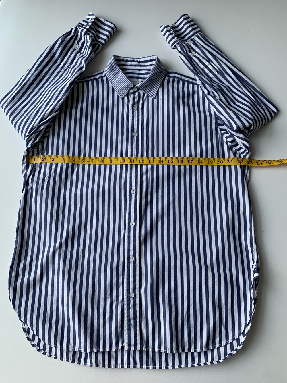 Rag & Bone Women Blue and White Vertical Stripe Dress Shirt size l - Picture 6 of 12